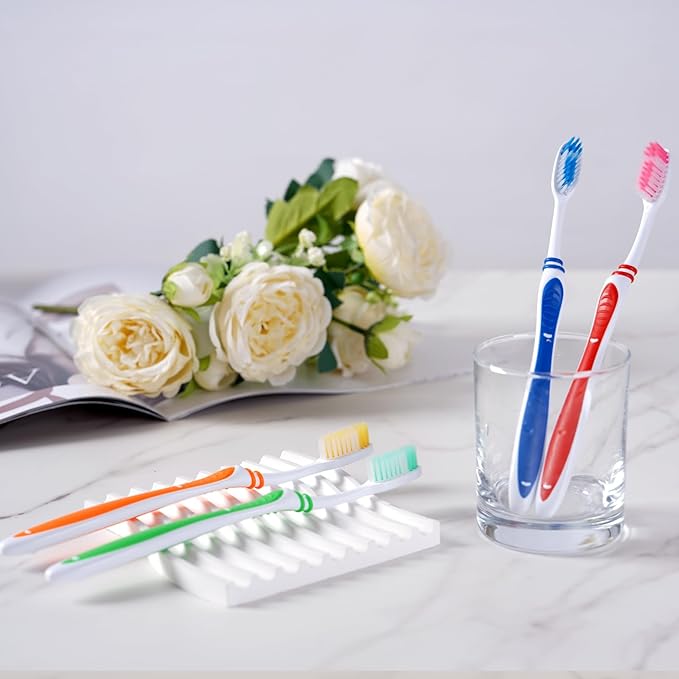 100 Pack Bulk Toothbrush Package with Covers Premium Quality Individually Wrapped Tooth Brushes, Soft Bristle Toothbrushes for Adults & kids, Hygienic Cap for Donations, Travel, Hotels, Homeless