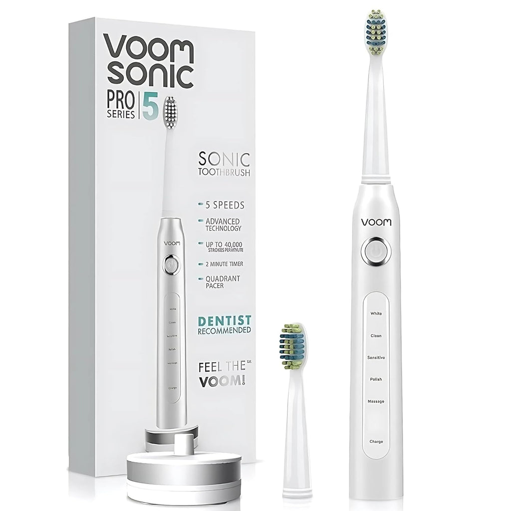 Voom Sonic Pro 5 Electric Toothbrush for Adults - Ultrasonic Electric Toothbrushes with Replacment Brush Head, Dentist Recommended Power Sonic Toothbrush with 5 Modes