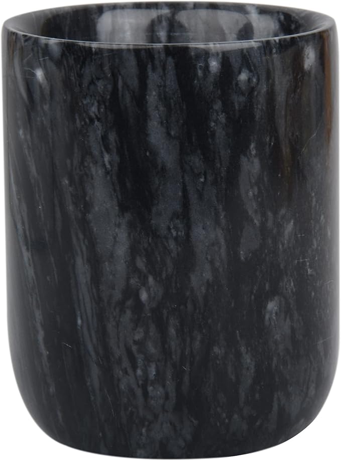 Toothbrush Holder,Handmade Marble Toothbrush Cup,Stone Toothbrush Organizer for Pen Holder,Makeup Brush Cup,Razor Holder,SPA Collection Tumbler First Choice for Home and Hotel(Black)