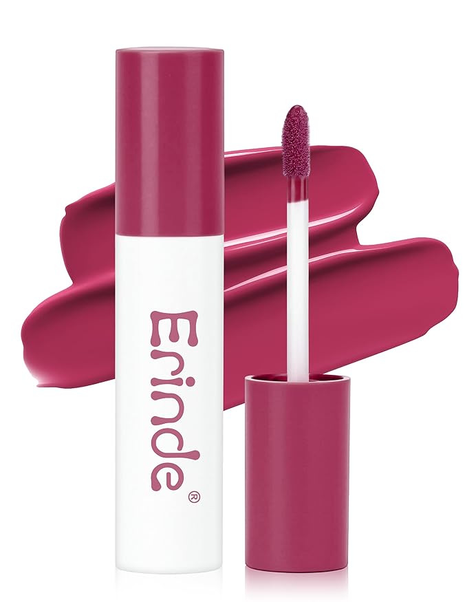 Erinde Lips Staining Lip Oil, Glossy Lip Stain, Long-Lasting Lightweight Lip Staining Oil, Moisturizing Plumping Hydrating Glossy Lip Tint, Vegan & Cruelty-Free, 06