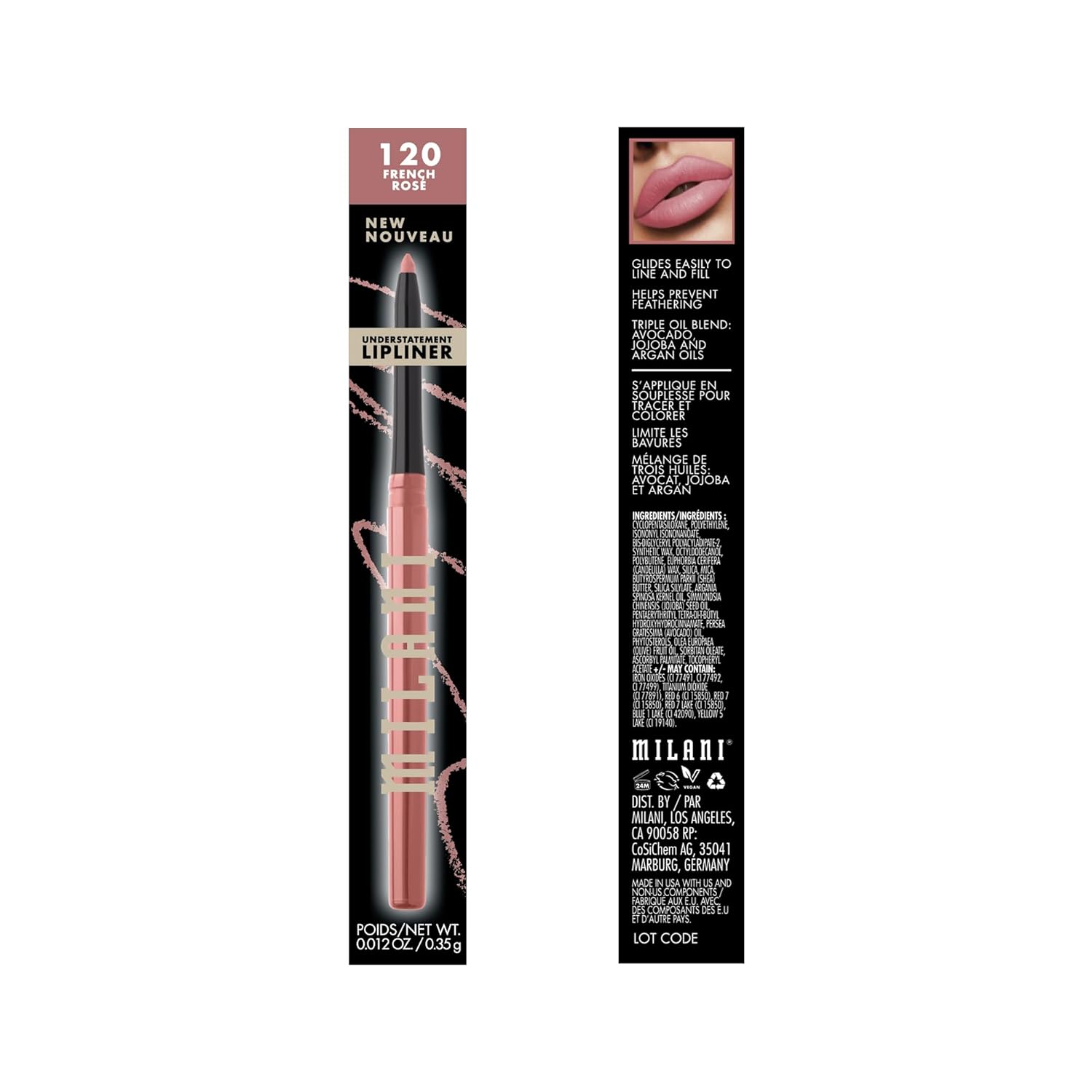 Milani Understatement Lipliner Pencil - Highly Pigmented Retractable Soft Lip Liner Pencil, Easy to Use Lip Makeup