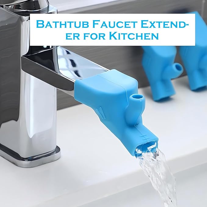 2Pcs Faucet Extender for Toddlers, Silicone Sink Spout Extender Universal Kids Hand Washing Faucet Extension for Bathroom Kitchen Counter