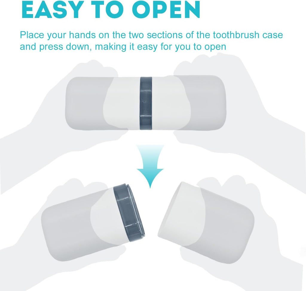 Toothbrush Travel Case,Toothbrush Holder and Rinse Cup with Handle Travel Toothbrush Cup,Multifunctional Toothbrush Covers,Large Capacit Travel Toothbrush Holder with Mouthwash Cup (Blue)