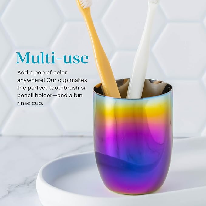 Ahimsa Stainless Steel Kids Cups, Pediatrician Designed, Colorful Toddler Cups for Open Cup Training, 8oz, 100% BPA Free & Dishwasher Safe, Rainbow, Set of 4