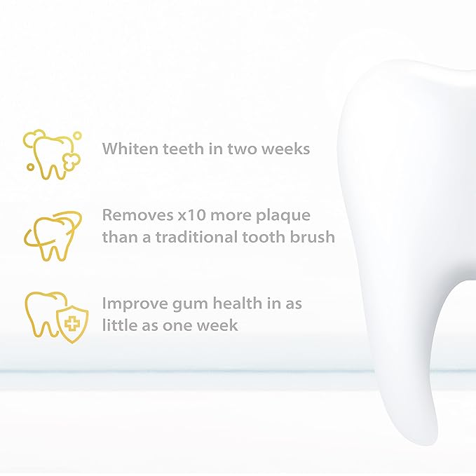 Wagner Stern Ultrasonic whitening Toothbrush with Pressure Sensor. 5 Brushing Modes and 4 Levels of Intensity, 8 Soft bristles, Travel case.