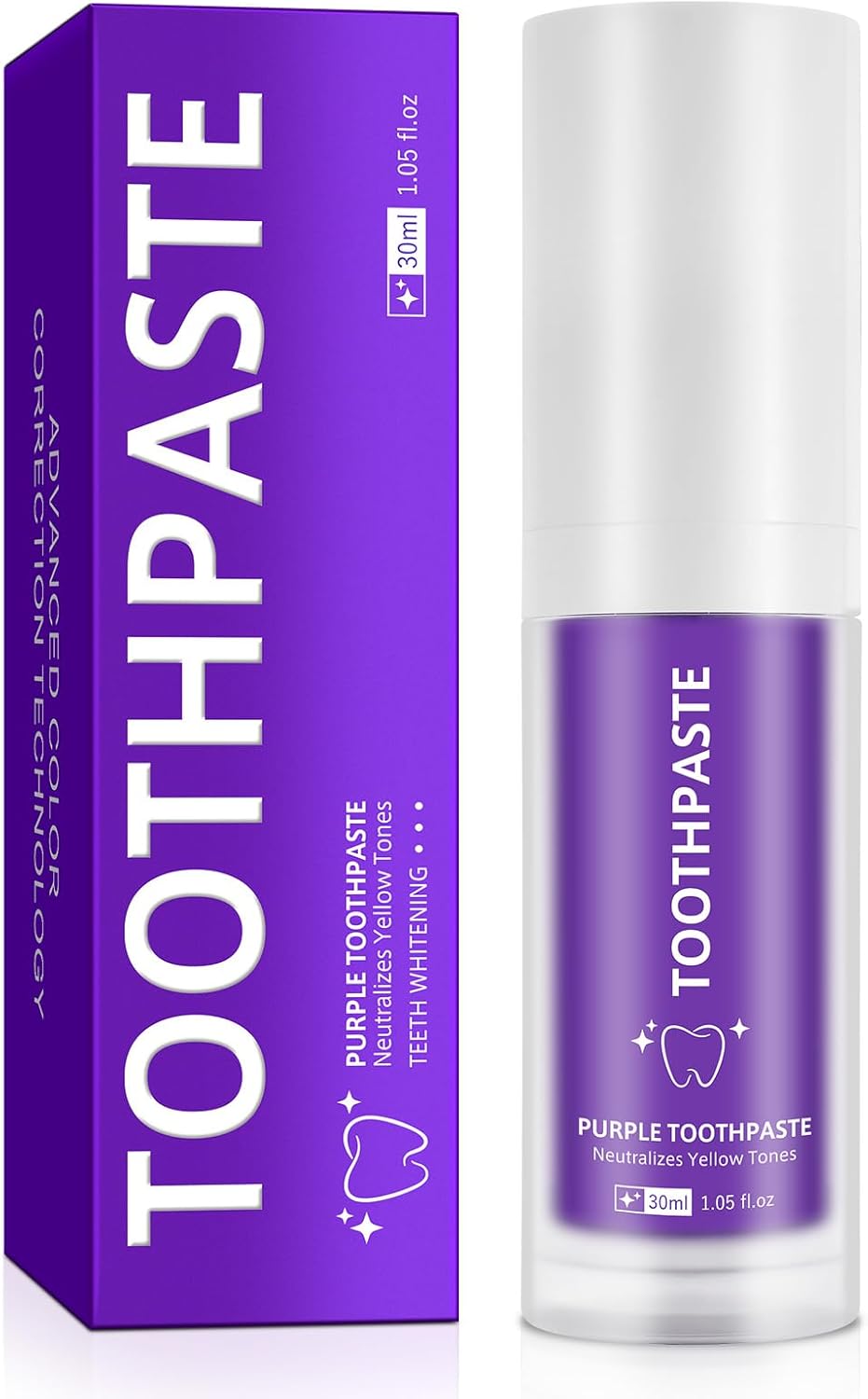 Purple Toothpaste, Teeth Whitening Colour Corrector Toothpaste for Teeth Whitening, Color Correcting Technology, Natural Removal Surface Stain