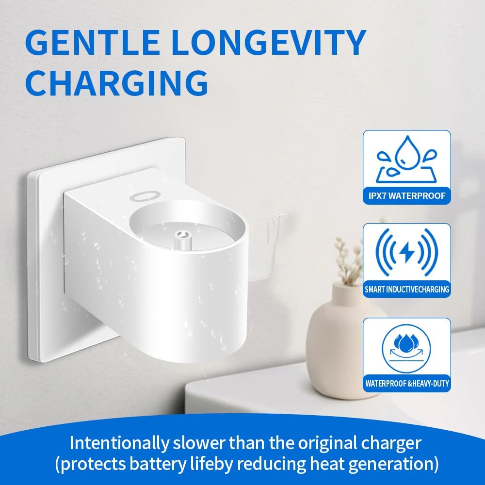 2 in 1 Charger for Philips Sonicare Electric Toothbrush, Convertible Wired Charger for HX3000 HX6000 HX6100 HX8000 HX9000 Series, Wireless/Wired Charging & 360° Rotatable Plug