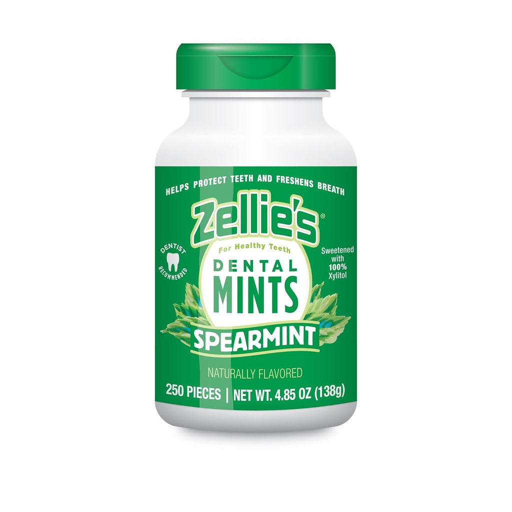 Zellie's | 100% Xylitol Spearmint Breath Mints | No Aspartame, Gluten Free, Vegan & Kosher Mints (250 Count - Pack of 1)