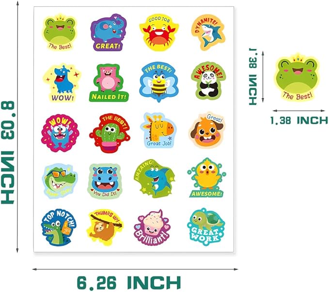 120 Pieces Teacher Stickers for Grading, Reward and Good Job Stickers for Students and Kids(3, 120)