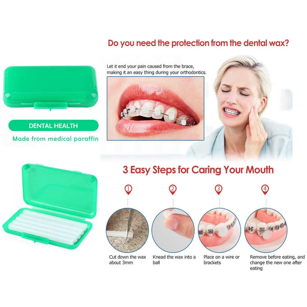 Braces Cleaning Kit for Teeth, Portable Orthodontic Toothbrush Kit Oral Care Dental Travel Kit - Interdental Brush Dental Wax Dental Floss Toothbrush Box (Green B)