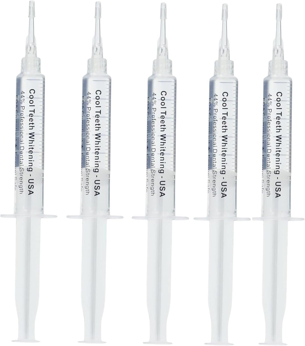 Teeth Whitening Gel for Trays - Professional Strength 44% Carbamide Peroxide, 5 Syringes (50 Treatments) + 2 Trays – Enamel Safe, Removes Coffee & Other Stains
