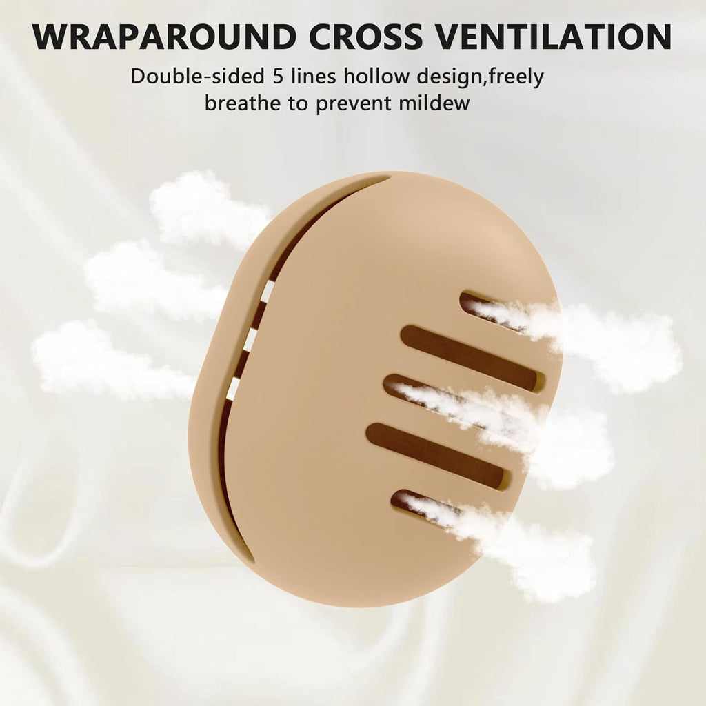 Makeup Sponge Holder, Dual-Vented Silicone Beauty Blender Holder for Travel, Shatterproof Make Up Sponge Travel Case for All Sponges Sanitary Carry, Khaki*1