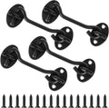 4" Black Stainless Steel Gate Latch, Barn Door Lock with Screws, Privacy Hook for Inside Door, Fence, Window, 4 PCS