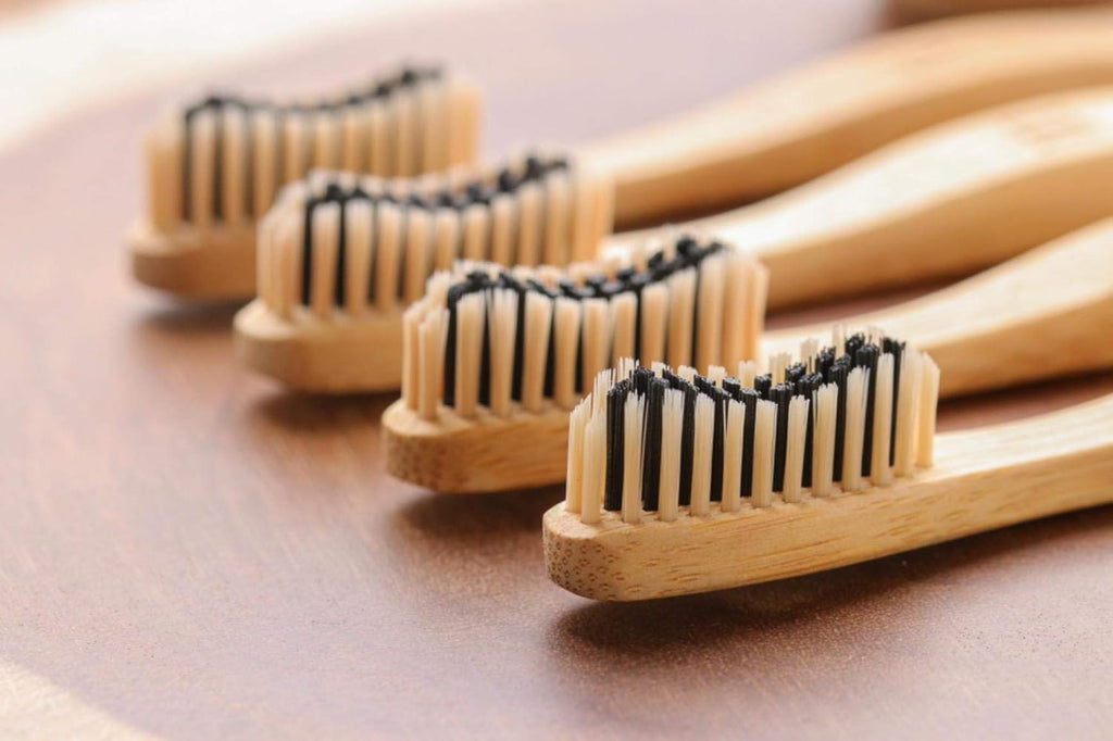 Bamboozled | Bamboo Toothbrush | BPA Free | Charcoal Infused Soft Bristles | Environmentally Friendly & Biodegradable | Set of 4 | with Bamboo Toothbrush Holder