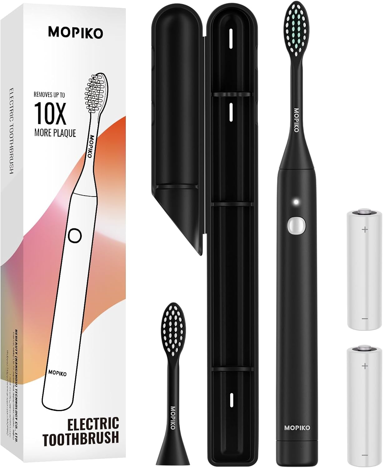 Travel Electric Battery Toothbrush for Adults, Sonic Electric Toothbrush with Case, Rechargeable Portable Electric Toothbrush Travel Kit (Black, Battery)