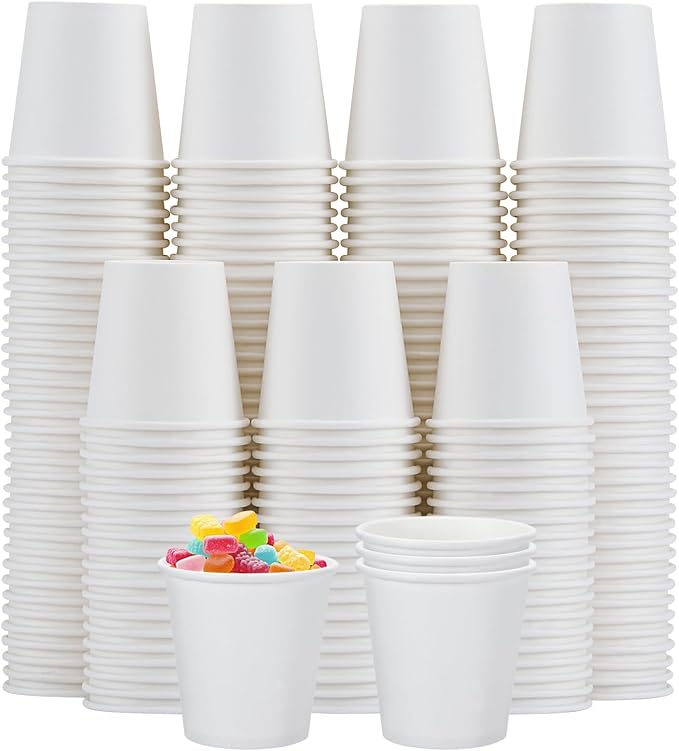 [300 Pack 3 oz Paper Cups White, Small Mouthwash Cups 3 OZ, Mini Disposable Bathroom Cups, Paper Cups 3 Ounce for Bathroom, Supermarket, Birthday Party, Travel, Events, Picnic, BBQ