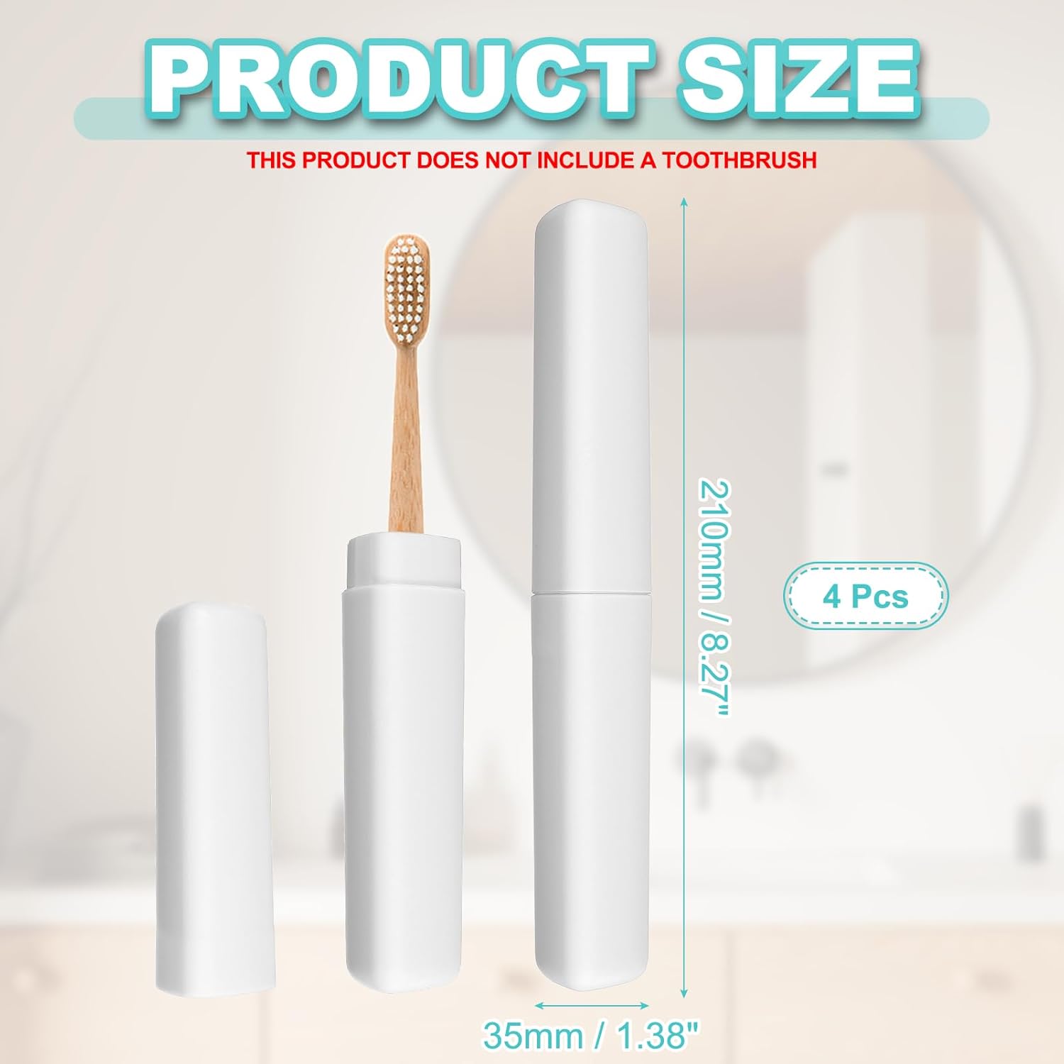 uxcell 4Pcs Travel Toothbrush Case, 8.27 x 1.38 Portable Travel Toothbrush Holder, Plastic Toothpaste Container for Bathroom, Gym, Business Trip, Camping, Beige