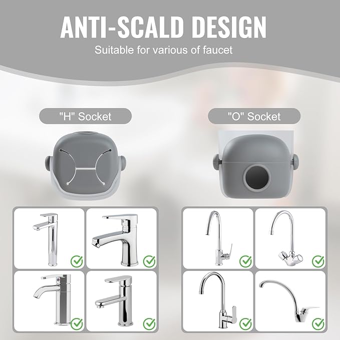 2Pcs Faucet Extender, Fits Standard and Gooseneck Faucets, Grey