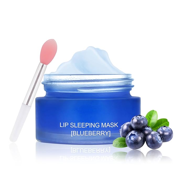 MEICOLY Lip Sleeping Mask,Lip Mask Overnight,Lip Masks,Nourish Hydrating Sleeping Lip Mask,Intense Hydration Night Sleep Lip Mask,Lip Balm for Restore,Hydrate Dry Chapped Lips,Blueberry,0.7oz
