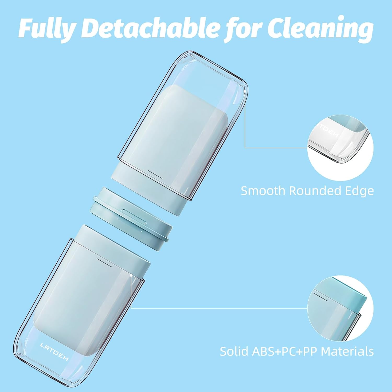 Toothbrush Travel Cup, 4-in-1 Toothbrush Holders with Cover, Portable Tooth Brush Travel Case for Family, Multi-Function Travels Cup, Toothpaste Storage Container (Blue)