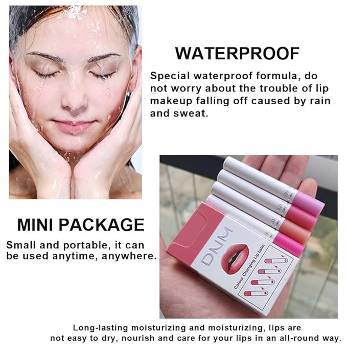 BINGBRUSH 4Pcs Color Changing Lipstick,Smoke Pipe PH Mood Long Lasting Labiales Lip Care Moisturizer Lip Balm Korean Magic Lip Gloss Tinted Stain Makeup Set for Women