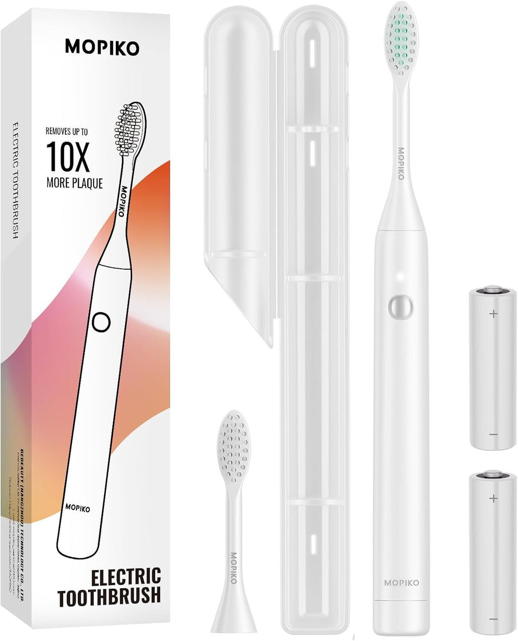 Travel Electric Battery Toothbrush for Adults, Sonic Electric Toothbrush with Case, Rechargeable Portable Electric Toothbrush Travel Kit (White, Battery)