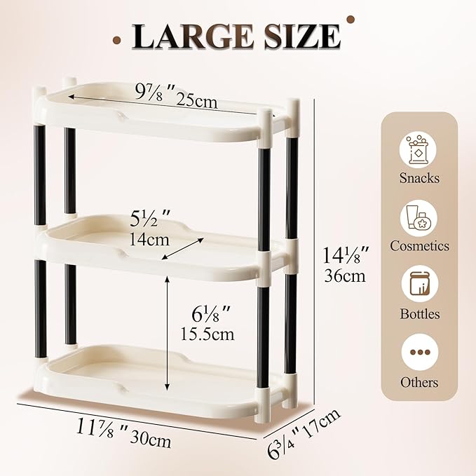 MARTY Bathroom Counter Organizer 3 Tier Makeup Organizer Countertop for Vanity Skincare Perfume Cosmetic Holder Spice Rack Storage Shelf for Bathroom Dresser Kitchen Coffee