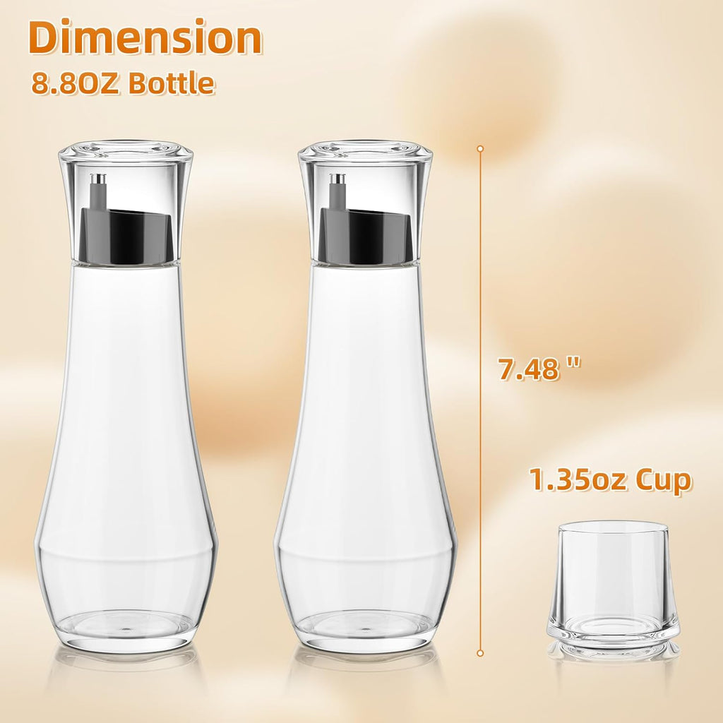 VITVITI Glass Mouthwash Dispenser for Bathroom, 8.8OZ Mouth Wash Container Bottle with Lid Cup, Small Clear Refillable Mouthwash Dispenser Decanter for Countertop, Set of 2, Black