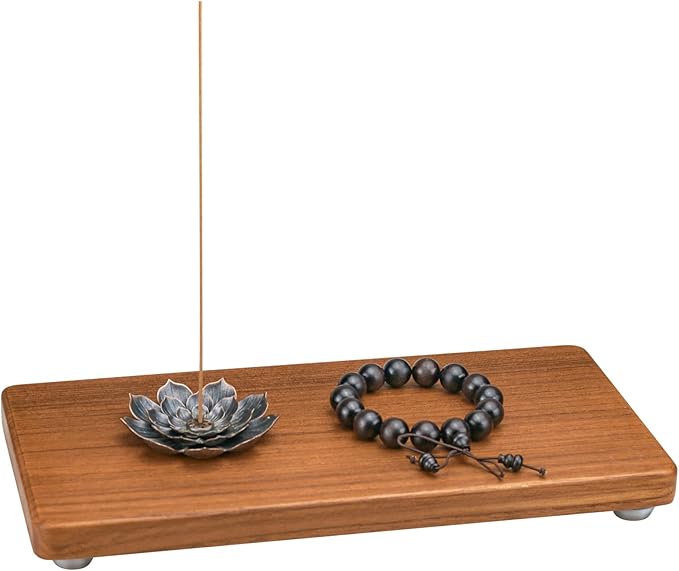 12.6"x6" Solid Teak Wood Riser & Tray - Farmhouse Organizer with Non-Slip Base | Rustic Bathroom & Kitchen Tray for Countertop, Sink Decor | Natural Finish Pedestal Stand (Neutral Home Decor)