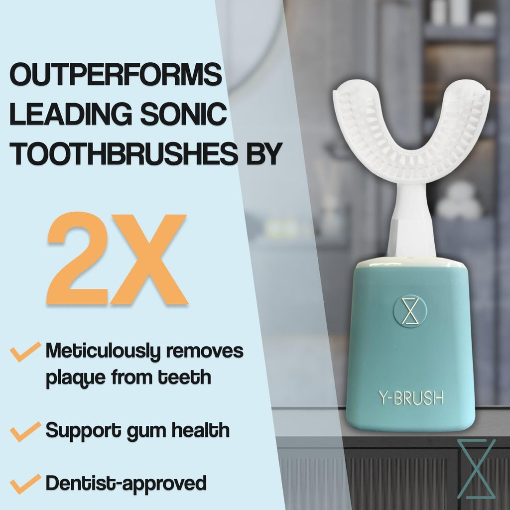 Y-Brush New 2025 Essential - Sonic Electric Toothbrush - 3 Months Battery Life with USB-C - 2 Brushing Modes - Clinically Proven - Adult