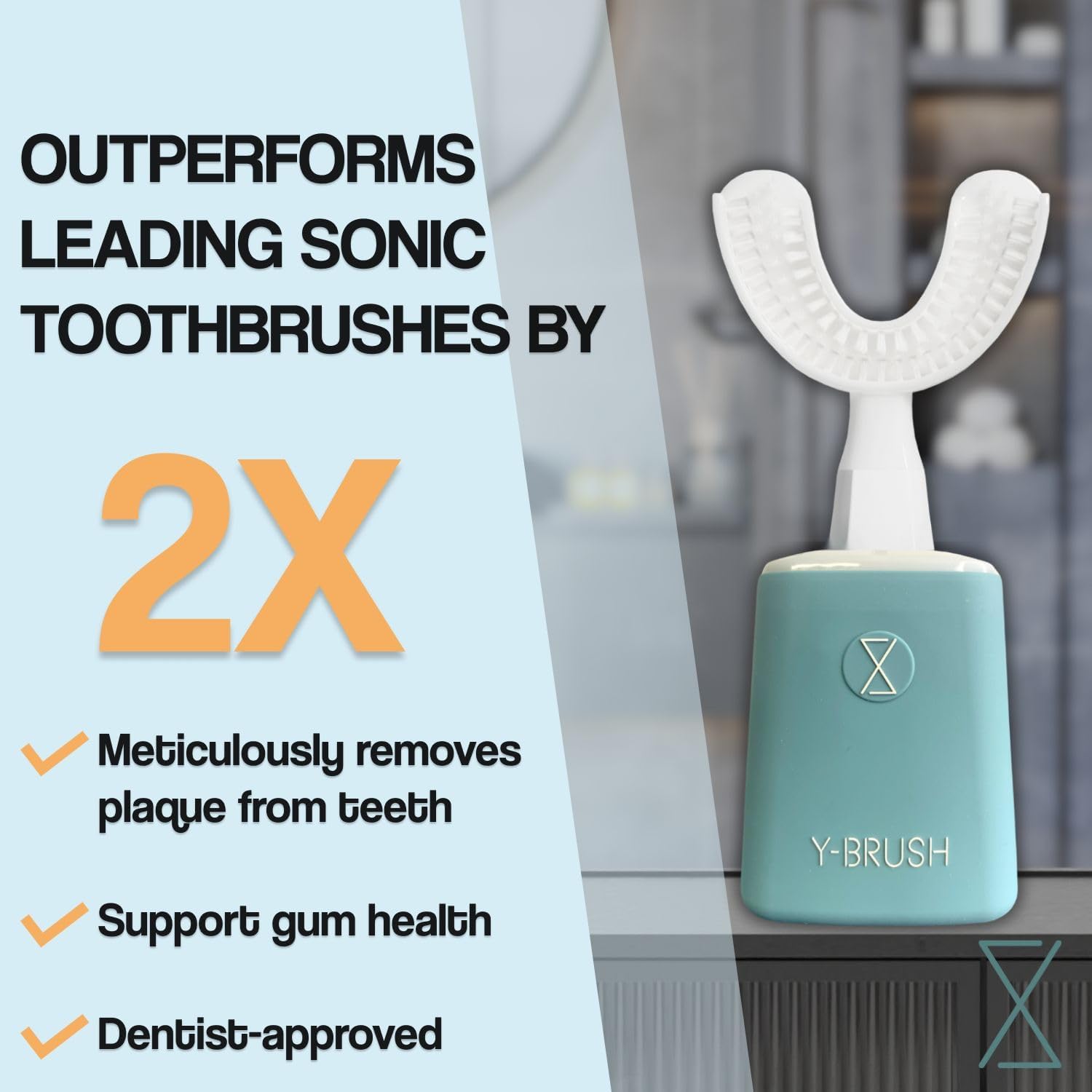 Y-Brush New 2025 Essential - Sonic Electric Toothbrush - 3 Months Battery Life with USB-C - 2 Brushing Modes - Clinically Proven - Adult
