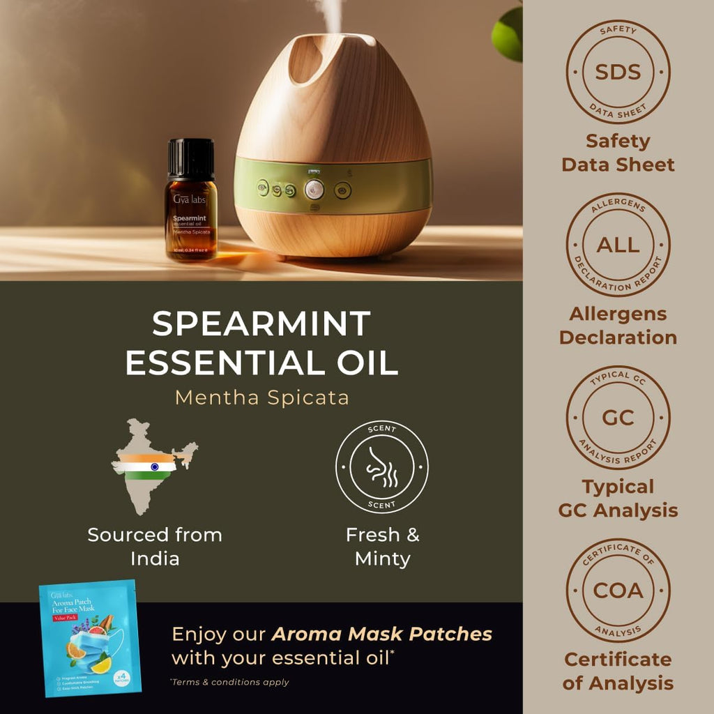 Gya Labs Spearmint Essential Oil - 0.34 Fl Oz - for Hair, Skin, Diffuser, Aromatherapy & DIY Candle Making Scent