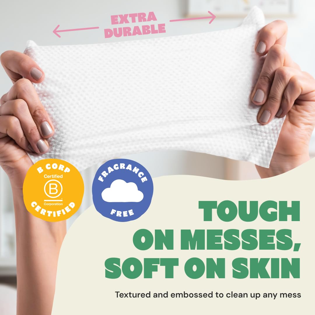 DYPER 99.9% Water-Based Baby Wipes, Hypoallergenic & Unscented Baby Wipes, Made from Plant-Based Material, Gentle for Sensitive Skin, Plastic-Free Wet Wipes, Pack of 4 (224 Count)