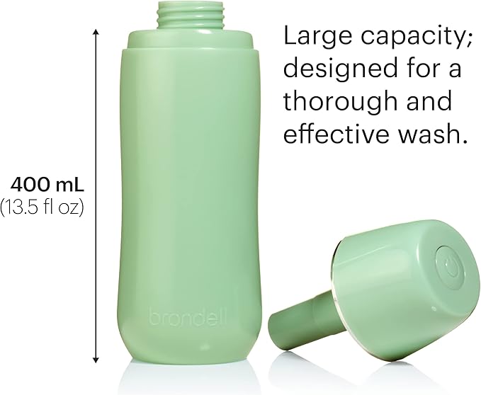 Brondell GoSpa Advanced Peri Bottle, Portable Bidet for Travel–Pop-Up Nozzle System for Postpartum & Perineal Care, Compact Bidet with Discreet Travel Bag for Convenient Storage–400mL, Green