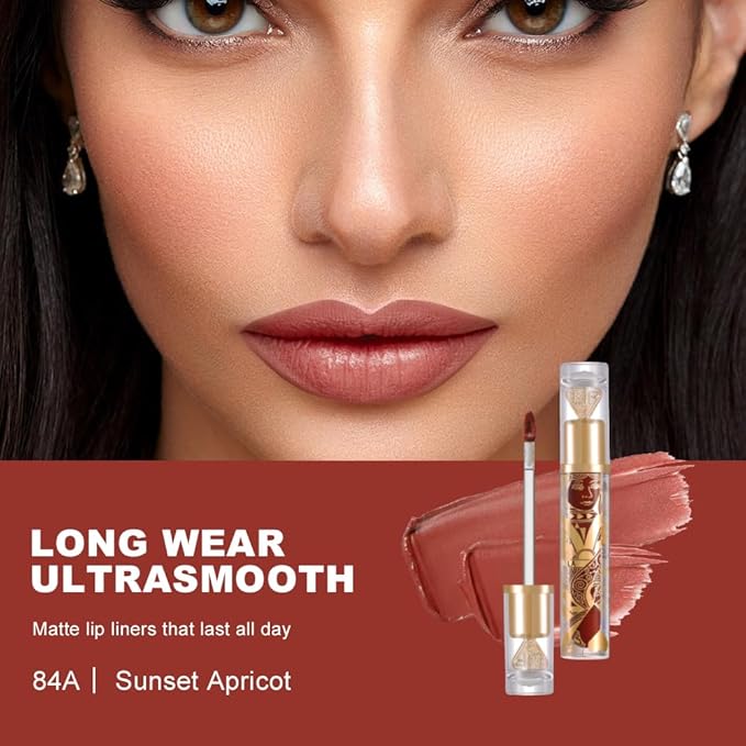 Matte Velvet Lip Stain, Long-Lasting Lip Tint, Waterproof Non-Sticky Lip Color, Transfer-Proof Smudge-Proof Lip Stain, Cloud-Like Soft Blurring Texture with Misty Velvet Finish, Sunset Apricot-84A