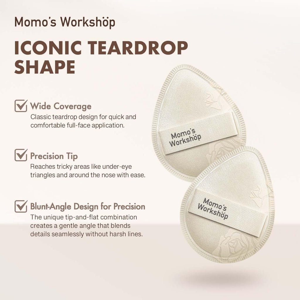 Satin White Egg Makeup Sponge,Firm Bounce Rubycell,Cushion Sponge with Wide PU Leather for Quick-Dry/Full Coverage Foundations, Cosmetic Puff,2pcs Beauty Puffs&Storage Case