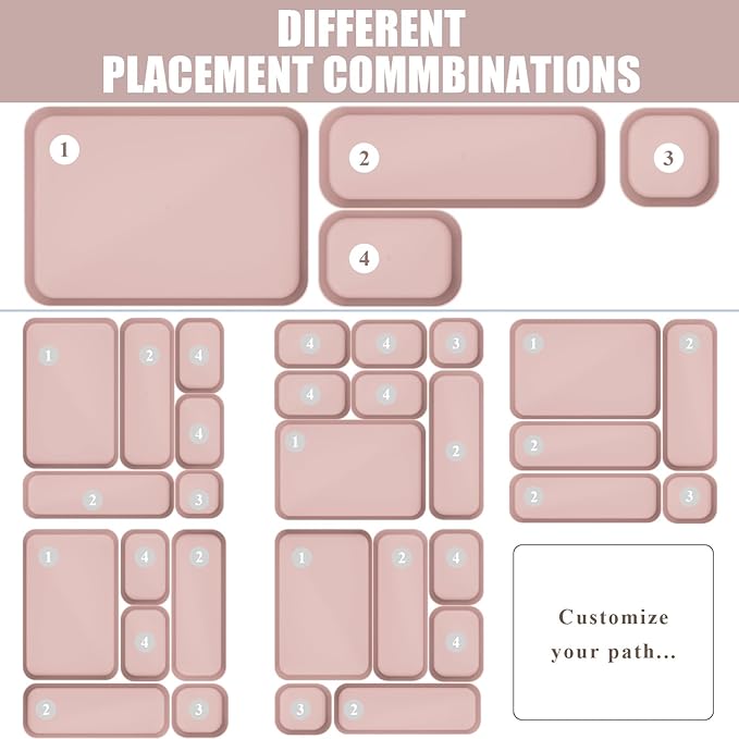 Plastic Drawer Organizers, 28 PCS Drawer Organizer Bins, Bathroom and Vanity Organizer Plastic Tray, Makeup organizer and storage for Makeup, Bedroom, Kitchen Gadgets Utensils and Office