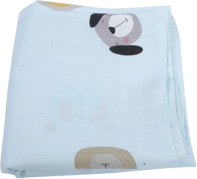 Baby Bath Towel Soft Cotton Infant Wash Cloth Multifunctional Bathing Wipe Feeding Wipe Cloth for Newborn Toddler Blue Animal 75x75cm