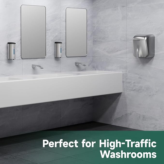 Automatic Foaming Soap Dispenser Wall Mounted 25oz (750ml) Brushed Stainless Steel with Sturdy Metal Mounting Plate Commercial Touchless