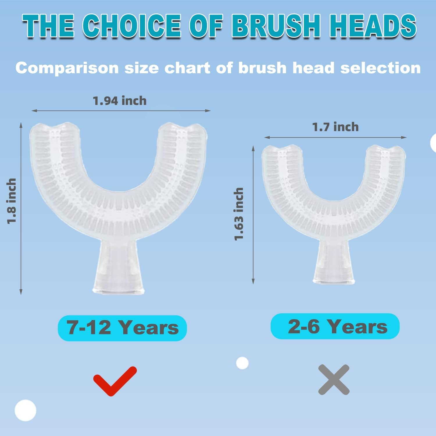 Kids Electric Toothbrush, U-Shaped Automatic Toothbrush,360° Cleaning with Three Types of Brush Heads,Large for 7-12 Years,Cartoon Modeling,Yellow,1 Pack