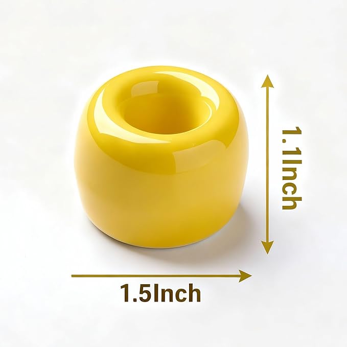 AirMoon Mini Ceramic Toothbrush Holder for Bathroom - Yellow Small Countertop Organizer, Easy Clean Toothbrush Stand, Suit for Electric Toothbrush Head, Pens & Coffee Spoon, Pack of 2
