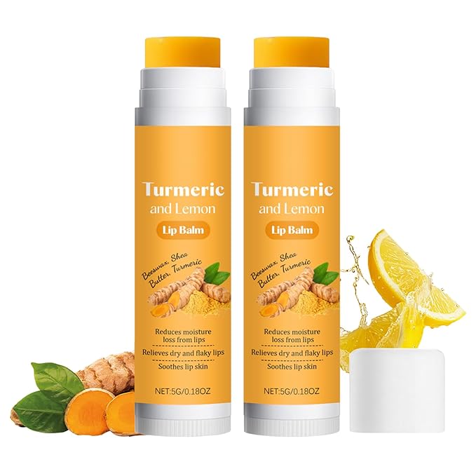 2pcs Lemon Turmeric Lip Balm To Lip Lightening Dark Lips, Balmnourishes Dry, Cracked Lips - For Smokers Lips