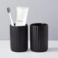 Toothbrush Holders for Bathrooms, Ceramic Tooth Brush Holder Set, Ribbed Bathroom Cups Tumbler, Reusable Toothbrush Mouthwash Cup, Toothpaste Holder Toothbrush Organizer for Bathroom Counter