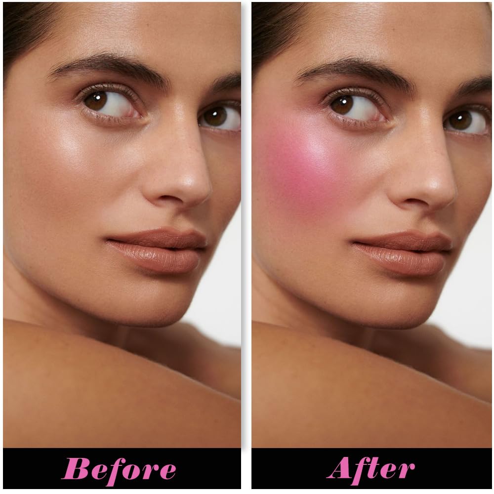 Rose Pink Single Matte for Face Cheeks Blush, Natural Hot Pink Cream Blushes Makeup Palette, Redpink Monochrome Blush Powder Palette Makeup for Older Women, Blushes Foundation for Every Day 02