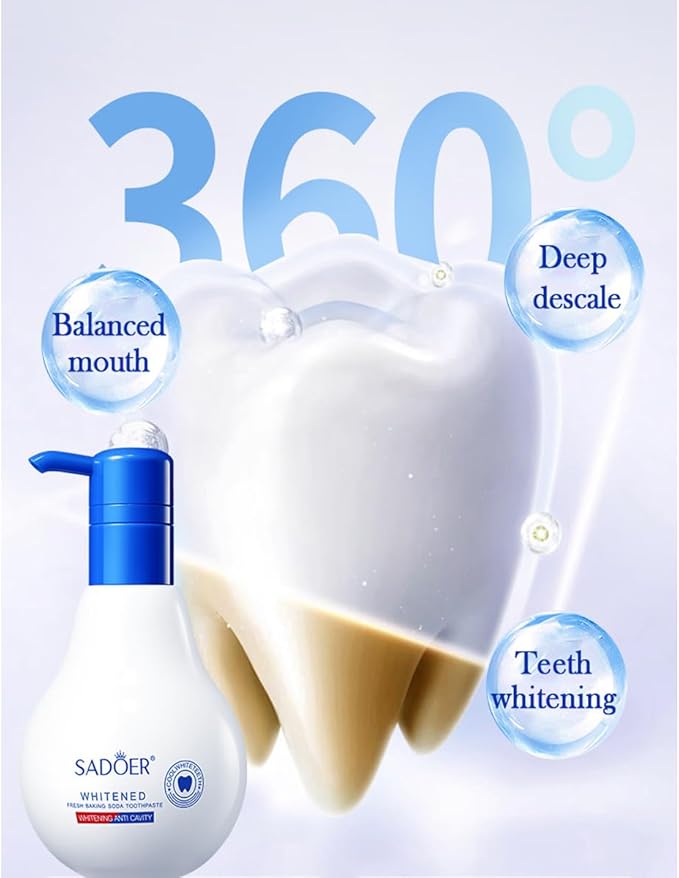 Press Toothpaste,Baking Soda Whitening Toothpaste,Stain Removal Whitening Strong Cleaning Power Natural Stain Remover Fluoride-Free (310 g)