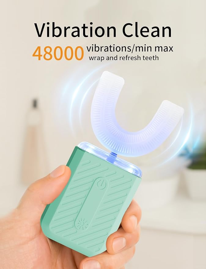 U-Shaped Electric Toothbrush for Adults, U Shaped Toothbrush with 360° Automatic Cleaning, Electric Toothbrush for Business Trips & Travel