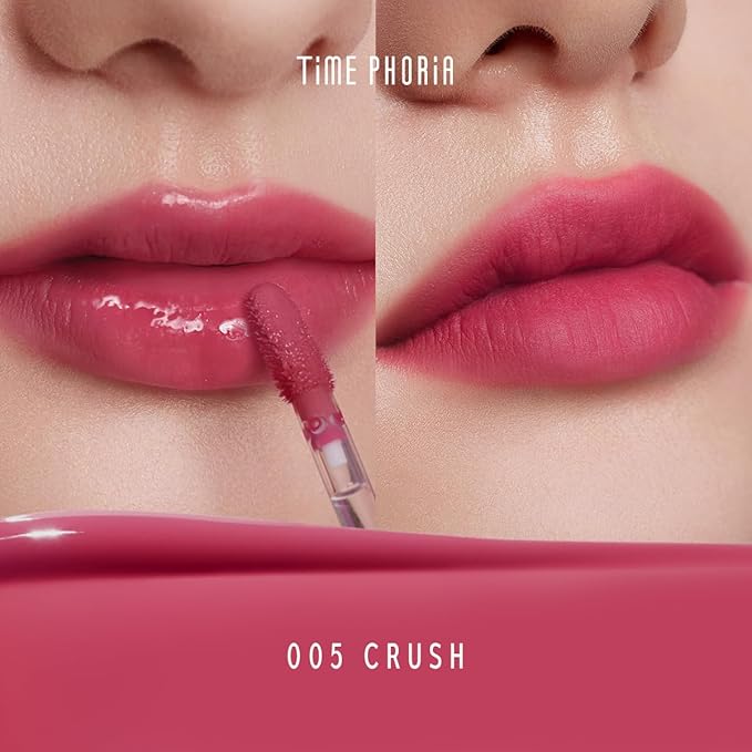 ALTERA BLURRING LIP TINT - Shine Lip Gloss to Soft Blurry Lip Matte Finish, Long-Lasting Lip Stain, Smooth and Blur lip lines, Watery-Velvet Feel, Hydrating & Non-Sticky (005 CRUSH)