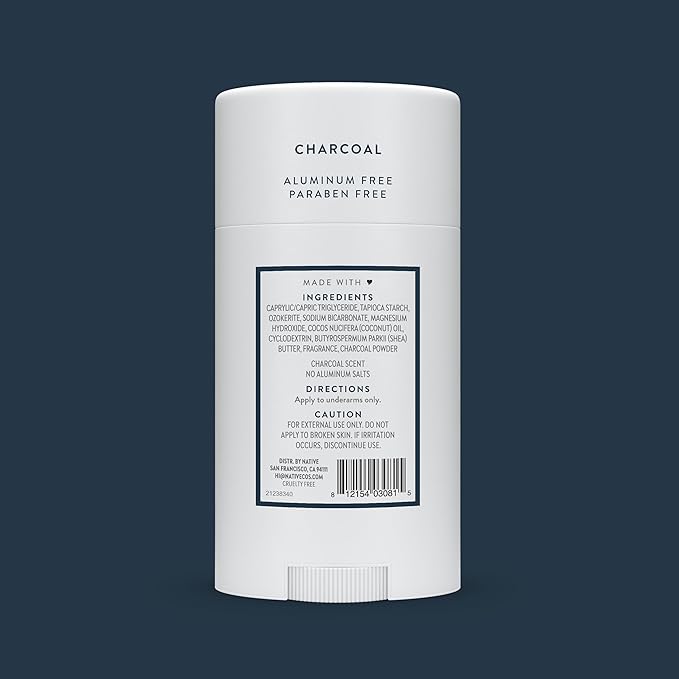 Native Deodorant | Natural Deodorant for Men, Aluminum Free with Baking Soda, Probiotics, Coconut Oil and Shea Butter | Charcoal