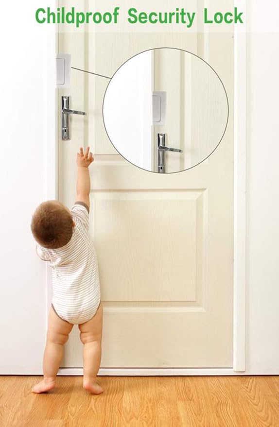 2 Pack Door Reinforcement Locks with 8 Screws, Home Security Door Lock for Toddler, Childproof Door Lock Night Lock Withstand 800 Lbs White