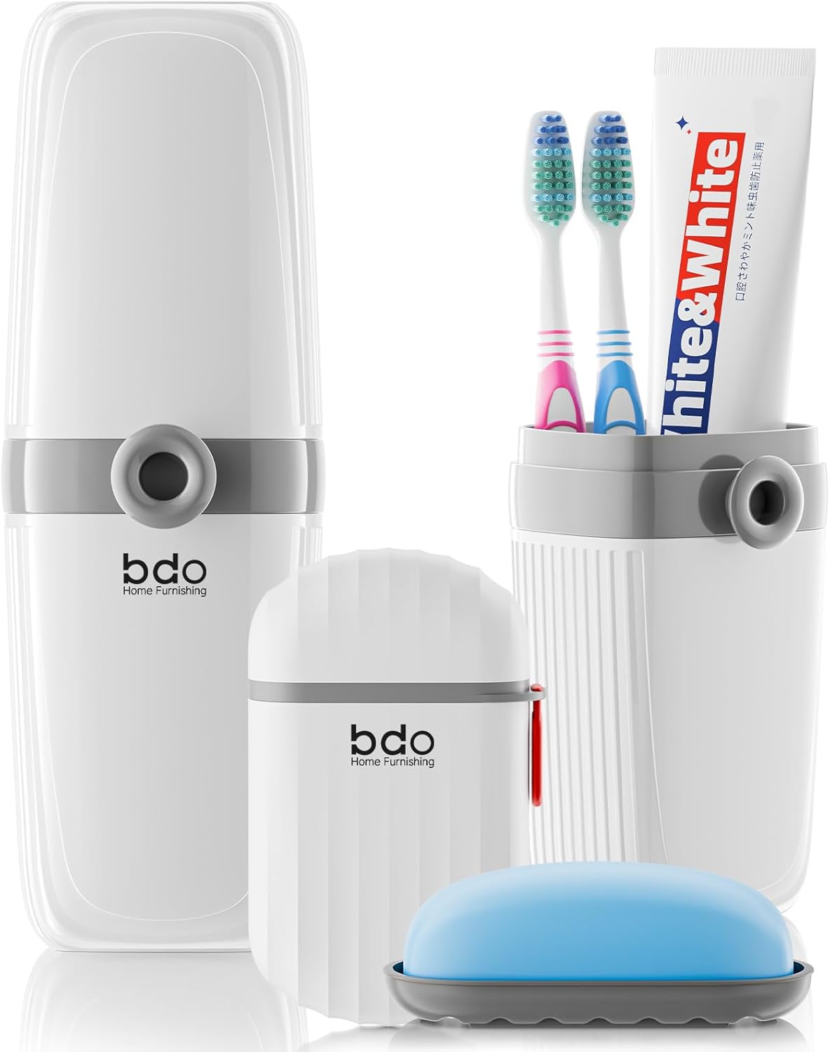 VITVITI Toothbrush Travel Case, Portable Leakproof Travel Soap Container Dish Tray, Portable 7.88 inch Toothpaste Toothbrush Holder with Cover for Trip/Bathroom/Camping, White A